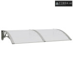 Nadstrešnica za vrata siva 150 x 75 cm polikarbonatna - Siva i prozirn