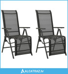 Nagibne vrtne stolice 2 kom od tekstilena i aluminija crne - NOVO