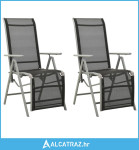 Nagibne vrtne stolice 2 kom od tekstilena i aluminija srebrne - NOVO