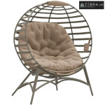 Papasan pletena stolica s jastukom, ovalna, sklopiva, čelik, 118x75x13