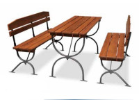 Pivski set, stol+2 klupe, sklopivi, 180x60 cm, 62 kg, drvo/čelik, NOVO