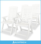 Podesive vrtne stolice 4 kom plastične bijele - NOVO