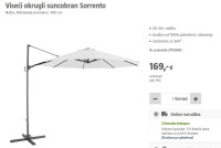 prodajem Viseći okrugli suncobran Sorrento Natur, promjera 300 cm