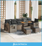 set od 10 komada vrtnog kauča s jastučićima sivi poli ratan akacija, s