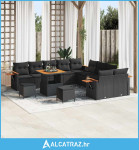 Set od 13 komada sofe za vrt s jastučićima crni poly rattan akacija, S