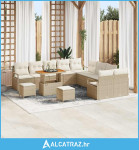 set od 13 komada vrtnih kauča s jastučićima Bež Poli ratan Akacija - N