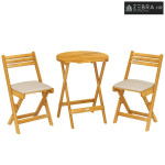 Set od 3 drvene balkonske garniture, sklopivi vrtni namještaj, okrugli