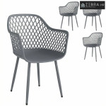 Set od 4 plastične vrtne stolice s naslonima, UV otporne, 56x51x84 cm,
