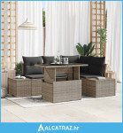 Set od 5 komada garniture za vrt s jastucima sivo ratan - NOVO