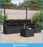 set od 6 dijelova vrtnog kauča s jastučićima bež poli ratan, 2-sjedni