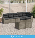 set od 8 komada za vanjsko objedovanje s jastučićima sivi poli ratan -