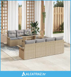 set od 8 komada vrtnih kauča s jastučićima bež poli ratan - NOVO