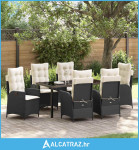 Set za objedovanje od 7 dijelova s jastučićima Crni poli ratan - NOVO