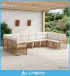 Set vanjskih sofa 10 pcs Prirodna i krema bijela Poliester - NOVO
