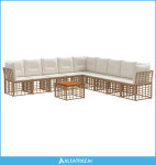Set vanjskih sofa 10 pcs Prirodna i krema bijela Poliester - NOVO