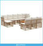 Set vanjskih sofa 11 pcs Prirodna i krema bijela Poliester - NOVO