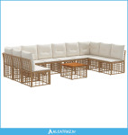 Set vanjskih sofa 11 pcs Prirodna i krema bijela Poliester - NOVO