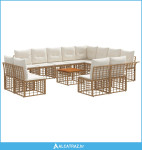 Set vanjskih sofa 13 pcs Prirodna i krema bijela Poliester - NOVO