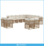 Set vanjskih sofa 13 pcs Prirodna i krema bijela Poliester - NOVO