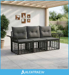 Set vanjskih sofa 3 pcs Crna i tamno siva Poliester - NOVO