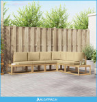 Set vanjskih sofa 4 Komad Bijela i bež Poliester - NOVO