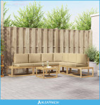 Set vanjskih sofa 5 Komad Bijela i bež Poliester - NOVO