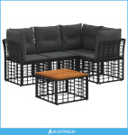 Set vanjskih sofa 5 pcs Crna i tamno siva Poliester - NOVO