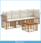 Set vanjskih sofa 5 pcs Prirodna i krema bijela Poliester - NOVO