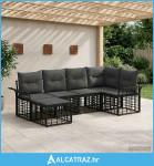Set vanjskih sofa 6 pcs Crna i tamno siva Poliester - NOVO