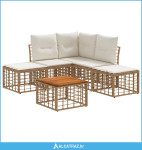 Set vanjskih sofa 6 pcs Prirodna i krema bijela Poliester - NOVO