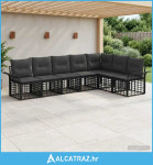 Set vanjskih sofa 7 pcs Crna i tamno siva Poliester - NOVO
