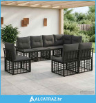 Set vanjskih sofa 8 pcs Crna i tamno siva Poliester - NOVO