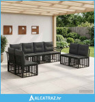 Set vanjskih sofa 8 pcs Crna i tamno siva Poliester - NOVO