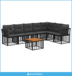 Set vanjskih sofa 8 pcs Crna i tamno siva Poliester - NOVO