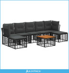 Set vanjskih sofa 8 pcs Crna i tamno siva Poliester - NOVO