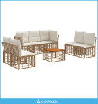 Set vanjskih sofa 8 pcs Prirodna i krema bijela Poliester - NOVO