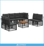 Set vanjskih sofa 9 pcs Crna i tamno siva Poliester - NOVO