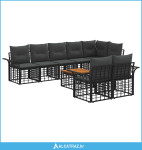 Set vanjskih sofa 9 pcs Crna i tamno siva poliratan - NOVO