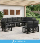 Set vanjskih sofa Crna Poliester - NOVO