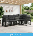 Set vanjskih sofa Crna Poliester - NOVO