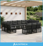 Set vanjskih sofa Crna i tamno siva Poliester - NOVO