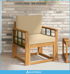 Set vanjskih sofa Čvrsto drvo akacije i poliester Prirodna - NOVO