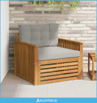 Set vanjskih sofa Čvrsto drvo akacije i poliester Prirodna - NOVO
