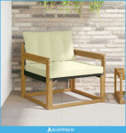 Set vanjskih sofa Čvrsto drvo akacije i Textilene Bijela - NOVO