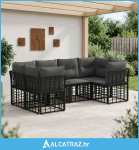 Set vanjskih sofa s jastukom 6 pcs Crna Poliester - NOVO