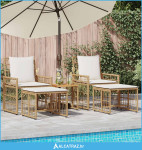 Set vanjskog namještaja 5 pcs Prirodna i krema bijela - NOVO