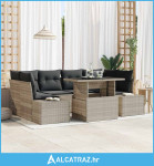 set vrtne sofe Set od 7 Siva PE ratan Set vrtne sofe Pravokutni - NOVO