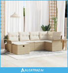 set vrtnih kauča od 6 dijelova s jastučićima bež poli ratan - NOVO