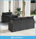 set vrtnih sofa od 6 komada s jastučićima crna poli ratan, 2-sjedna vr