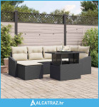 Set vrtnih sofa 7-dijelni Crna Ratan Pravokutni Moderni - NOVO